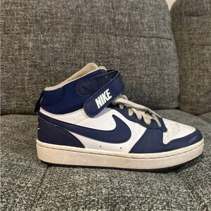 Nike Kids Court Borough Mid 2 Sneakers- Blue and White